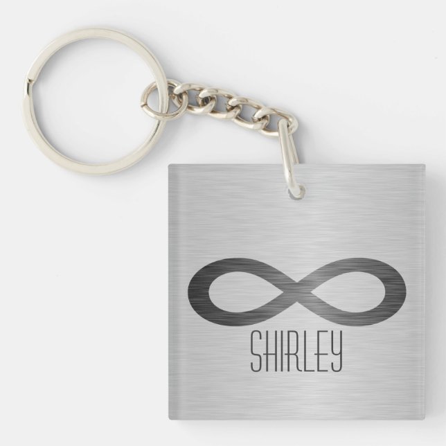 Infinity Symbol On Faux Metal Texture by STaylor Key Ring (Front)
