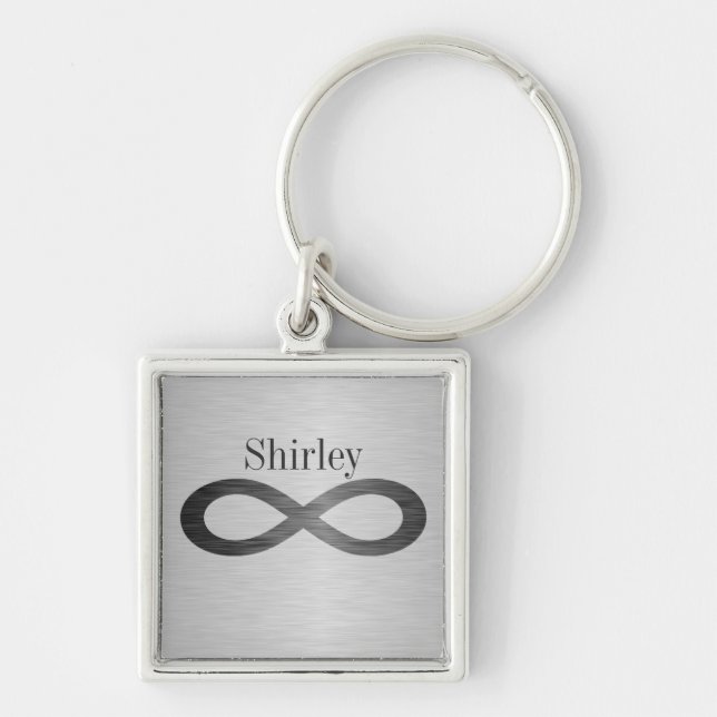 Infinity Symbol On Faux Metal Texture by STaylor Key Ring (Front)