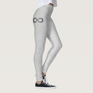 Infinity Symbol On Faux Metal Texture by STaylor Leggings