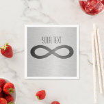 Infinity Symbol On Faux Metal Texture by STaylor Napkin<br><div class="desc">Infinity symbol on brushed metal texture paper napkins. Delete or change sample text,  font,  font color,  font size to your choice. Images can be rotated,  deleted or re-sized. Images Copyright © Shirley Taylor. All Rights Reserved.</div>