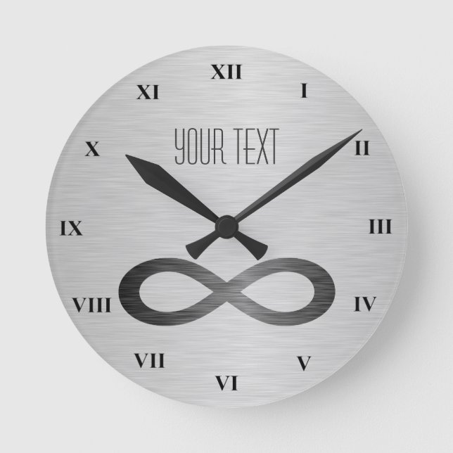 Infinity Symbol On Faux Metal Texture by STaylor Round Clock (Front)