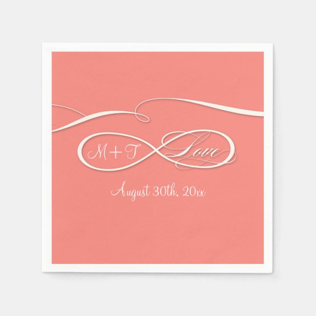 Infinity Symbol Sign Infinite Love Wedding Coral Napkin (Front)