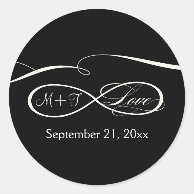 Infinity Symbol Sign Infinite Love Weddings set Classic Round Sticker (Front)