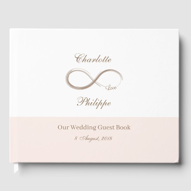Infinity Symbol White Blush minimalist Wedding Guest Book (Front)
