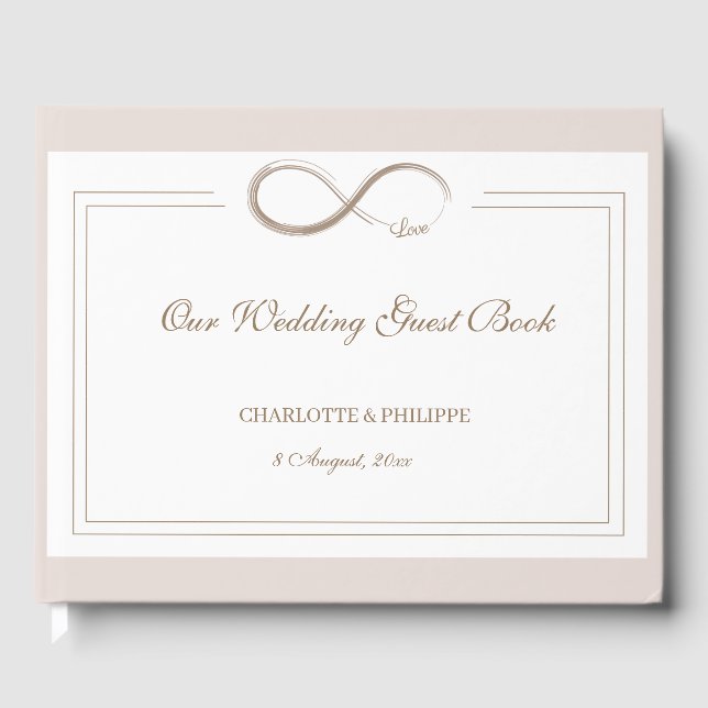 Infinity Symbol White Blush Pink Elegant Wedding Guest Book (Front)
