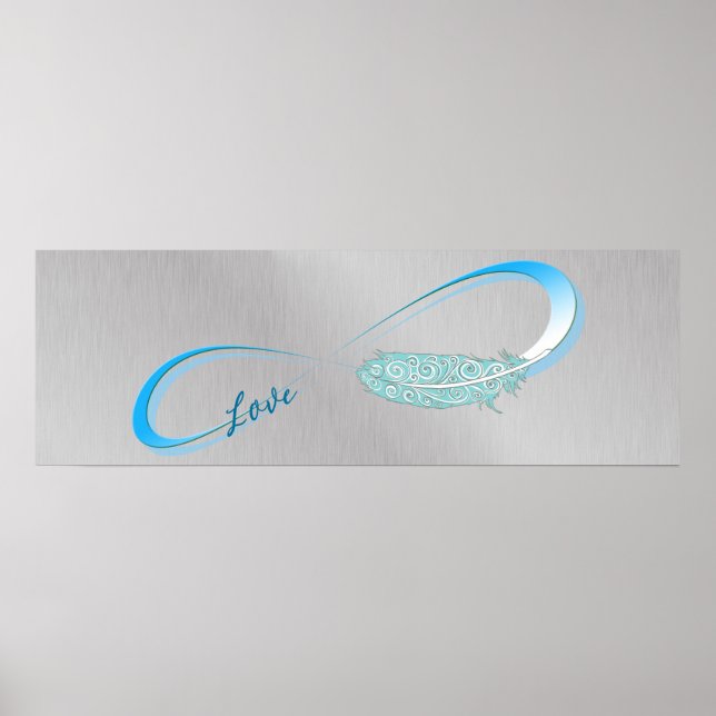Infinity Symbol with Love and Feather Poster (Front)