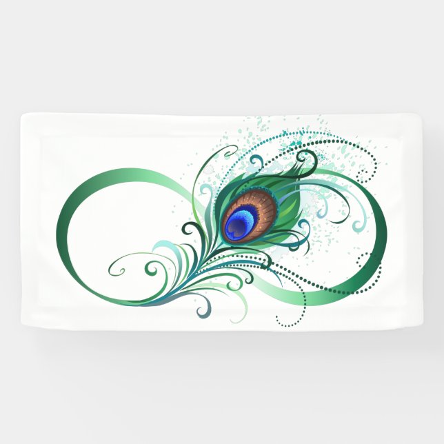 Infinity Symbol with Peacock Feather Banner (Horizontal)