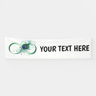 Infinity Symbol with Peacock Feather Banner