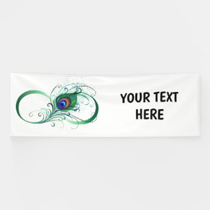 Infinity Symbol with Peacock Feather Banner