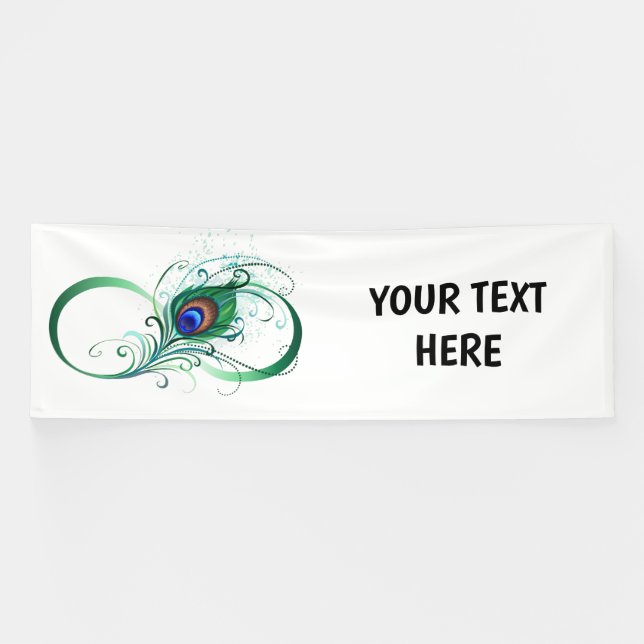 Infinity Symbol with Peacock Feather Banner (Horizontal)