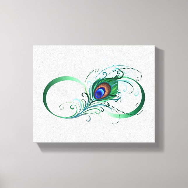 Infinity Symbol with Peacock Feather Canvas Print (Front)