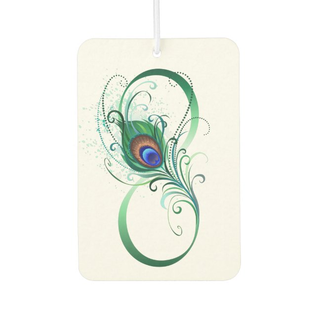 Infinity Symbol with Peacock Feather Car Air Freshener (Front)