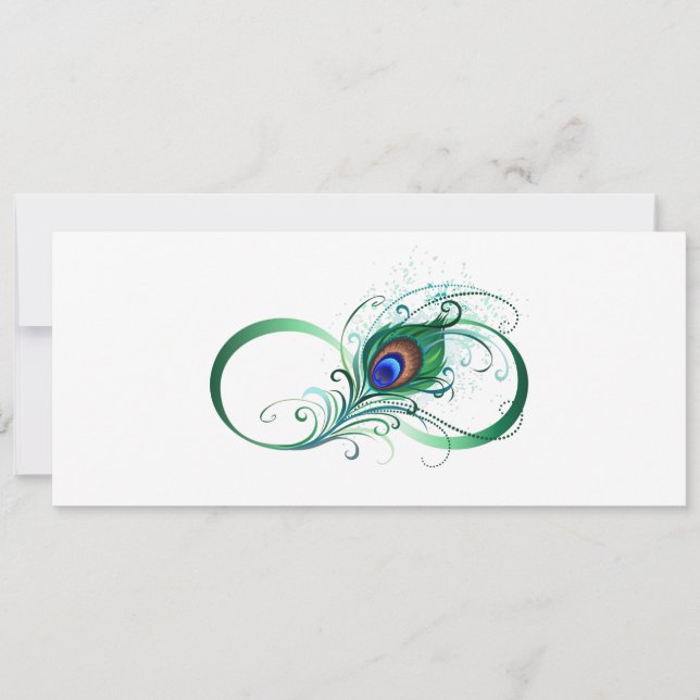 Infinity Symbol with Peacock Feather Card (Front)