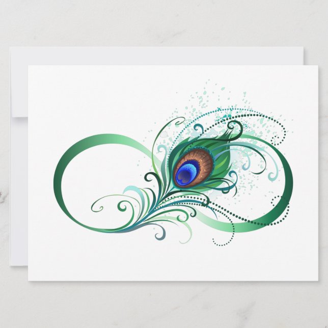 Infinity Symbol with Peacock Feather Card (Front)