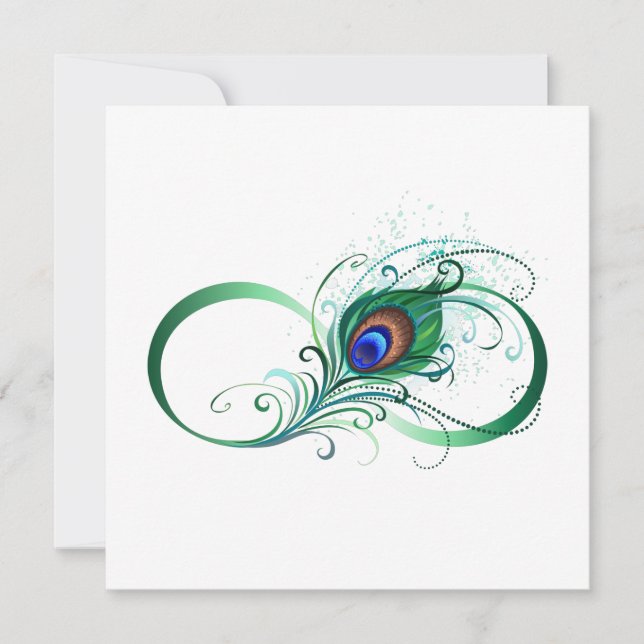 Infinity Symbol with Peacock Feather Card (Front)