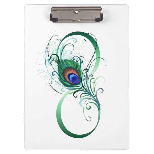 Infinity Symbol with Peacock Feather Clipboard (Front)