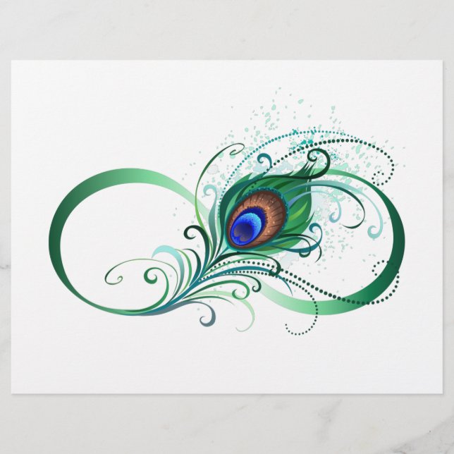 Infinity Symbol with Peacock Feather Custom Letterhead (Front)