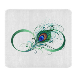 Infinity Symbol with Peacock Feather Cutting Board