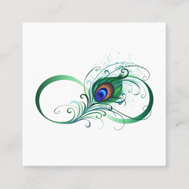 Infinity Symbol with Peacock Feather Discount Card (Front)