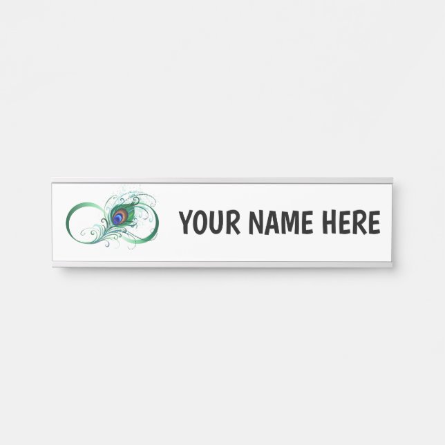 Infinity Symbol with Peacock Feather Door Sign (Front)