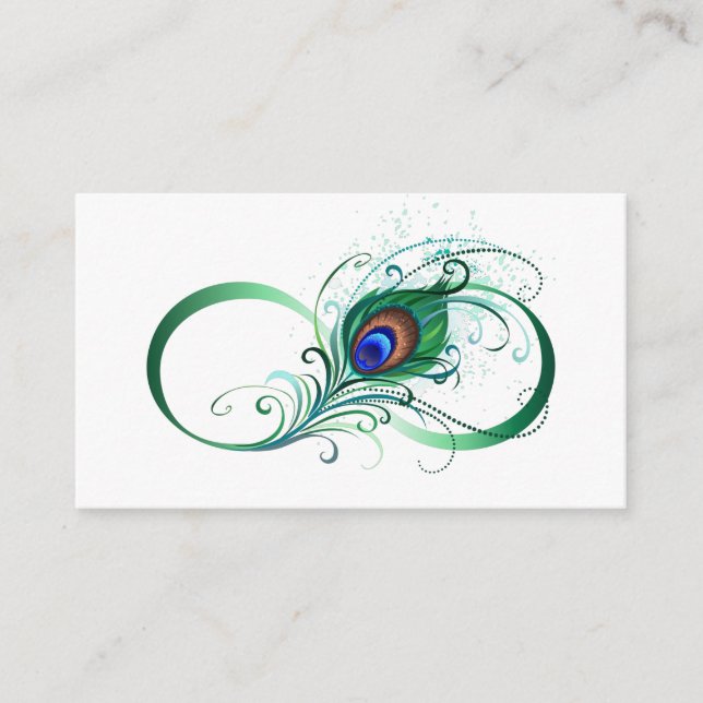 Infinity Symbol with Peacock Feather Enclosure Card (Front)