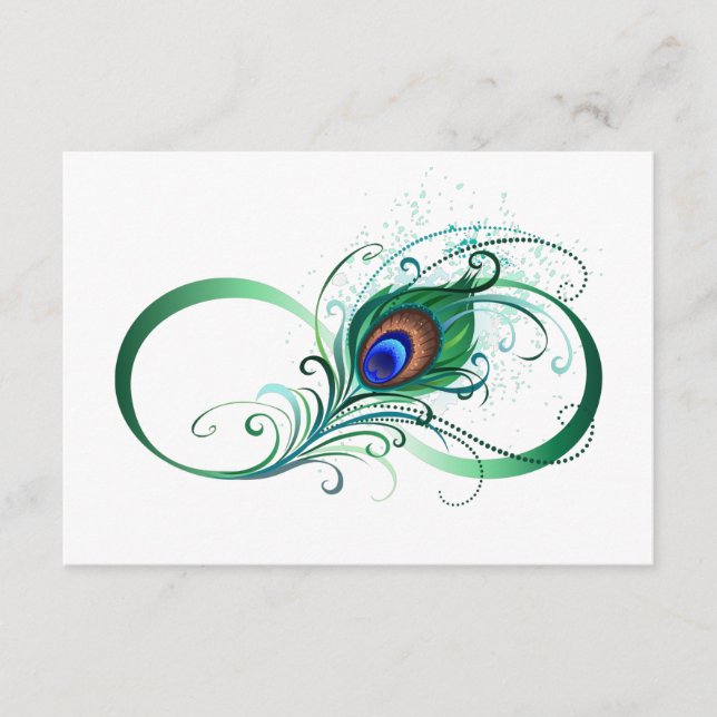 Infinity Symbol with Peacock Feather Enclosure Card (Front)