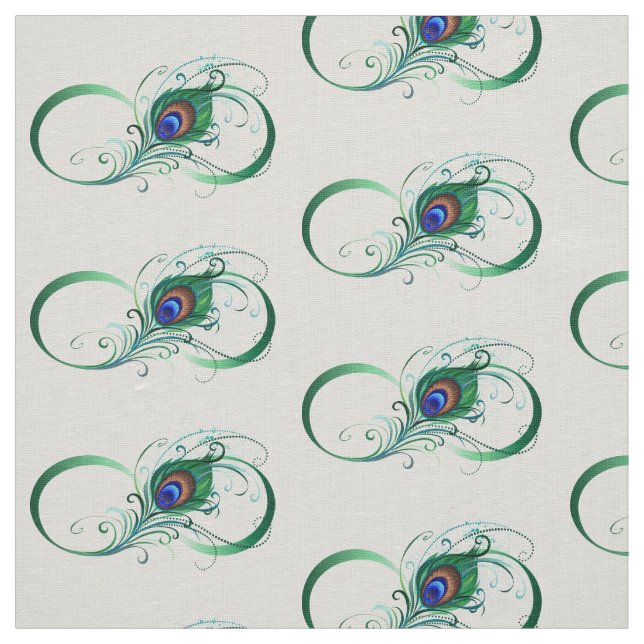 Infinity Symbol with Peacock Feather Fabric (Swatch)