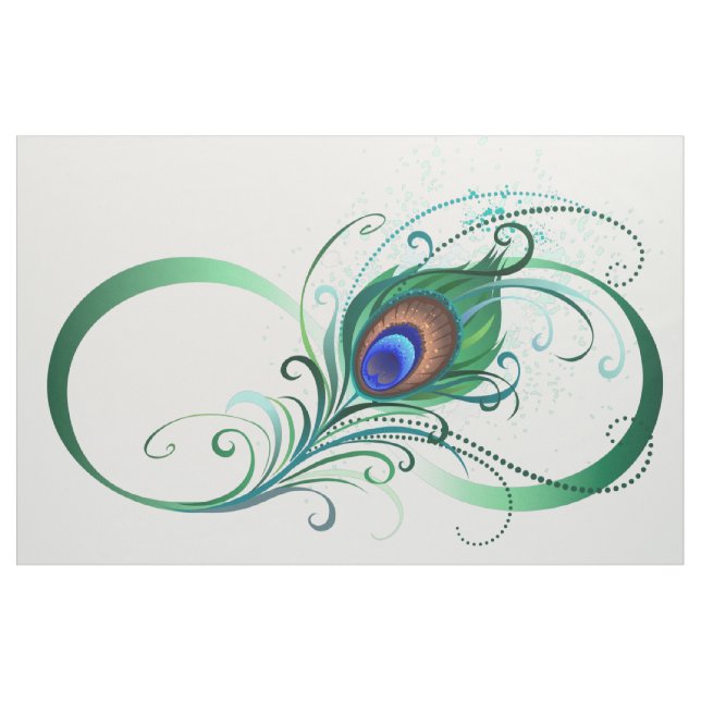 Infinity Symbol with Peacock Feather Fabric (Yard)
