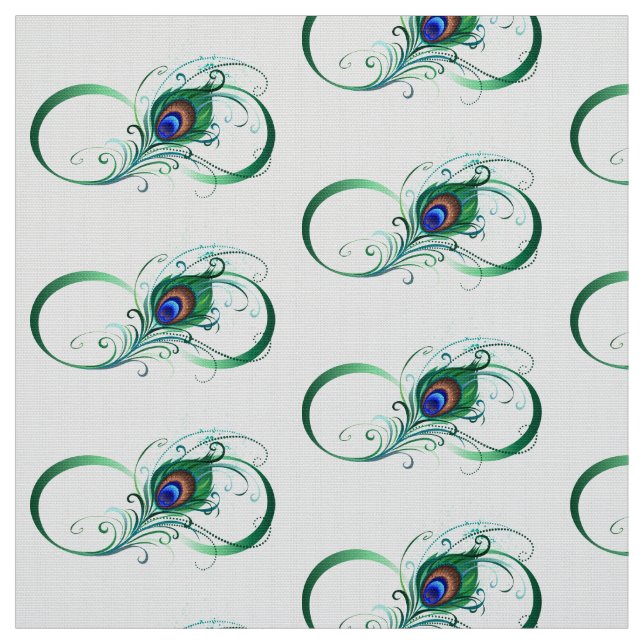 Infinity Symbol with Peacock Feather Fabric (Swatch)