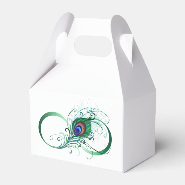 Infinity Symbol with Peacock Feather Favour Box (Front Side)