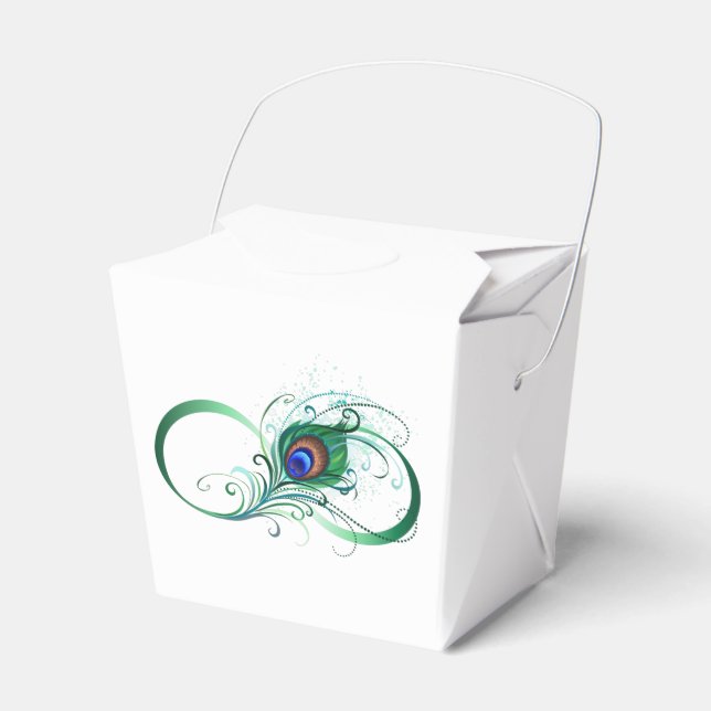 Infinity Symbol with Peacock Feather Favour Box (Front Side)