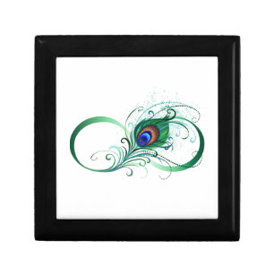 Infinity Symbol with Peacock Feather Gift Box