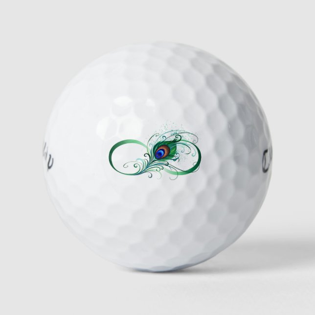 Infinity Symbol with Peacock Feather Golf Balls (Front)