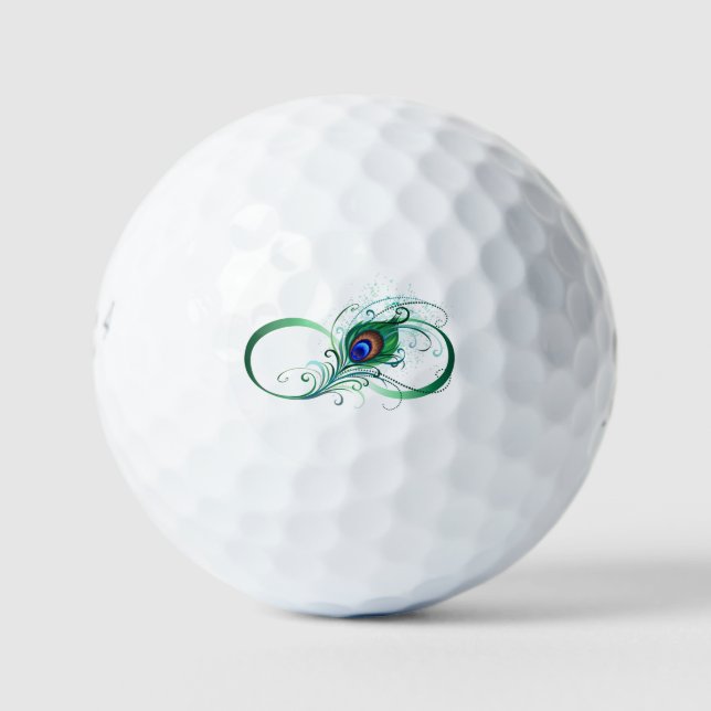 Infinity Symbol with Peacock Feather Golf Balls (Front)