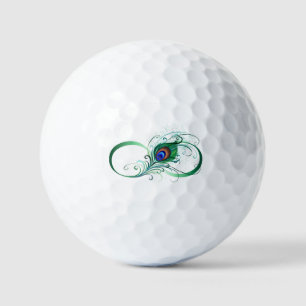Infinity Symbol with Peacock Feather Golf Balls