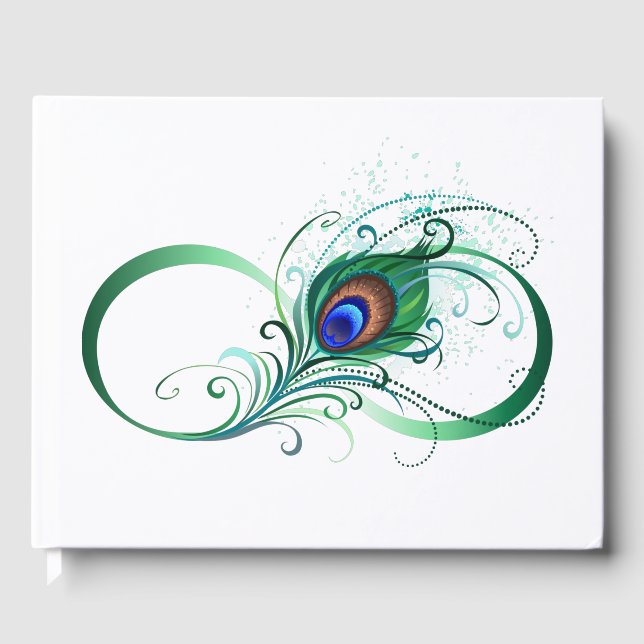 Infinity Symbol with Peacock Feather Guest Book (Front)