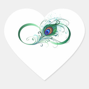 Infinity Symbol with Peacock Feather Heart Sticker