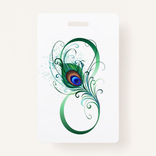 Infinity Symbol with Peacock Feather ID Badge (Front)