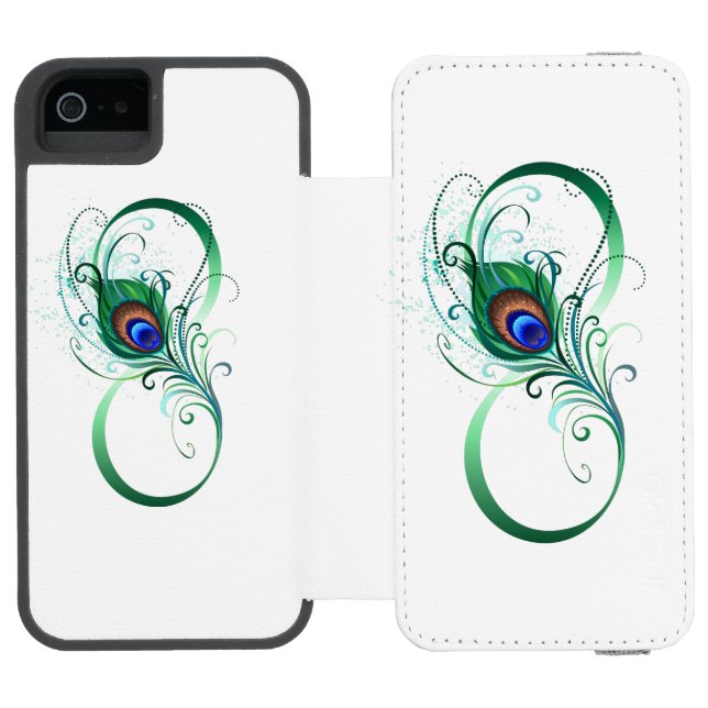 Infinity Symbol with Peacock Feather Incipio iPhone Wallet Case (Folio Open)