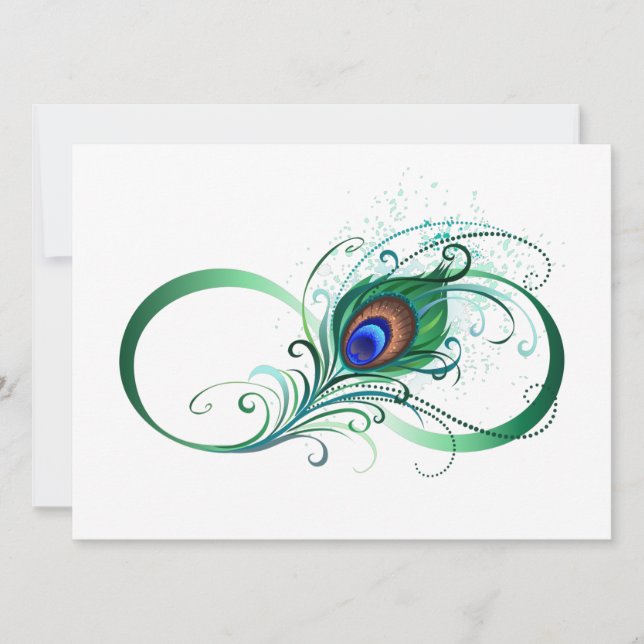 Infinity Symbol with Peacock Feather Invitation (Front)