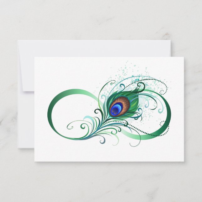 Infinity Symbol with Peacock Feather Invitation (Front)