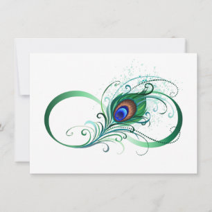 Infinity Symbol with Peacock Feather Invitation
