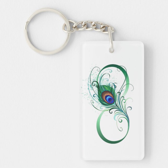 Infinity Symbol with Peacock Feather Key Ring (Front)