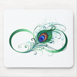 Infinity Symbol with Peacock Feather Mouse Mat