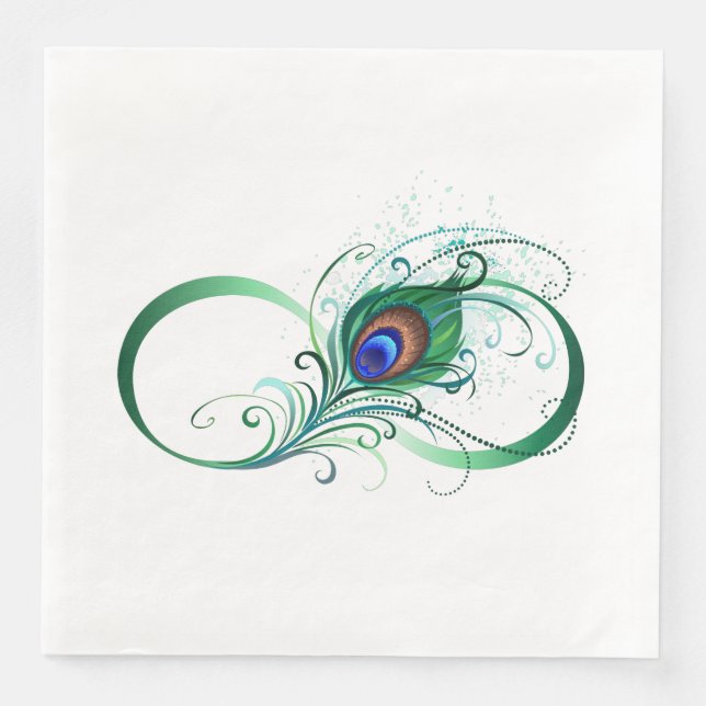 Infinity Symbol with Peacock Feather Napkin (Front)