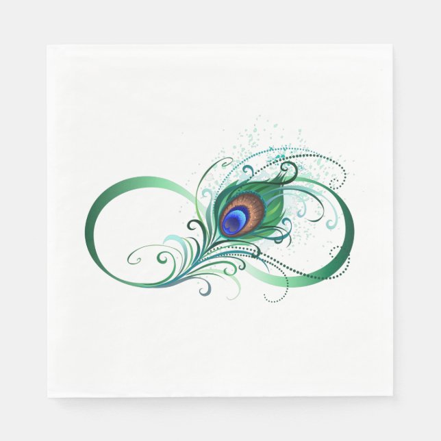 Infinity Symbol with Peacock Feather Napkin (Front)