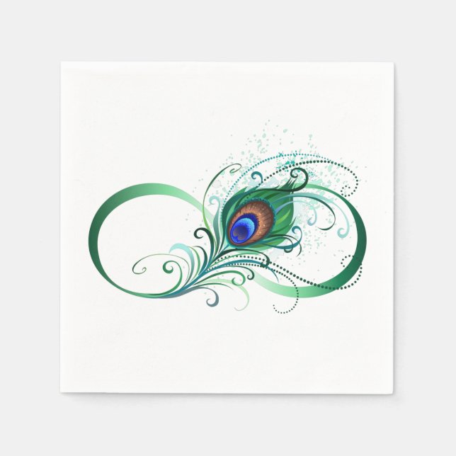 Infinity Symbol with Peacock Feather Napkin (Front)