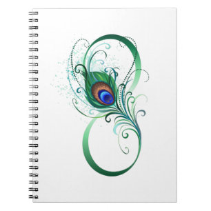 Infinity Symbol with Peacock Feather Notebook