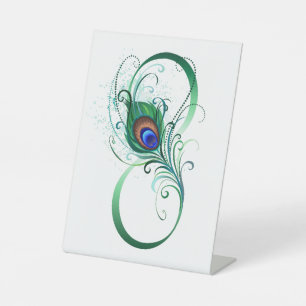 Infinity Symbol with Peacock Feather Pedestal Sign