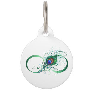 Infinity Symbol with Peacock Feather Pet Tag